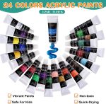 Acrylic Paint Set for Kids, Art Painting Supplies Kit with 12 Paints, 5 Canvas Panels, 8 Brushes, Table Easel, Etc, Premium Paint Set for Students, Artists and Beginner. - Image 3